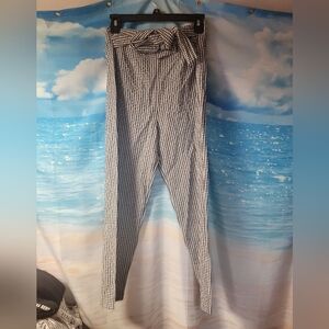 Free People Gingham Seersucker Front Tie Ankle Pants Women's Size‎ 4